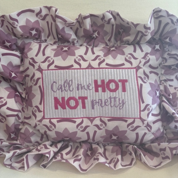 Call Me Hot Not Pretty Decorative Needlepoint Pillow - Picture 1 of 4